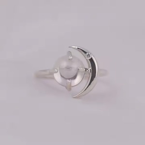 Última banda de plata cabujón con diseño de Luna banda apilable para anillos de compromiso utilizados con diamantes cultivados en laboratorio para regalo de boda - Product Image 1