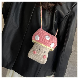 Bolso de hombro de algodón tejido a crochet con diseño de hongo para mujer, nuevo, personalizado, hecho a mano, portátil, estilo occidental, transfronterizo - Product Image 5