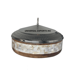 Olla de madera de madre perla, utensilios de cocina de forma redonda, cazuela hecha a mano, diseñador más vendido, nuevo calentador de alimentos - Product Image 1