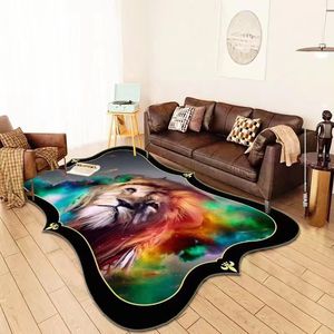Alfombra Moderna Personalizada para Piso Suave, Alfombra de Gran Área con Forma Irregular, de Felpa de Cristal, con Reverso Antideslizante para Sala de Estar, Estampada - Product Image 6