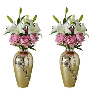 Jarrones Metálicos Elegantes en Blanco y Negro con Detalles en Dorado para Decoración del Hogar, Juego de Macetas Decorativas con Textura Martillada a Precio Económico - Product Image 2