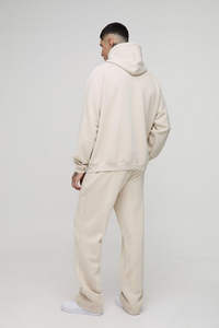 Ensemble de survêtement unisexe en molleton épais 450 g/m² avec pantalon plissé et sweat à capuche oversize à manches raglan, personnalisable avec logo, grandes tailles, pour l'hiver - Product Image 3