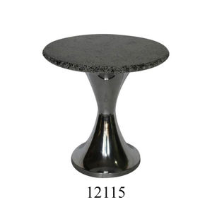 Table ronde en aluminium poli brillant avec plateau en bois Table d'appoint à plateau design fantaisie pour la décoration de la maison et du bureau - Product Image 3