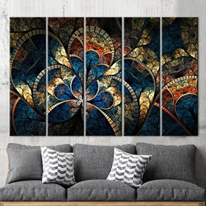 Toile imprimée avec motif fractal abstrait moderne |   Décoration murale scintillante, 5P : Gallery Wrapped - Product Image 1