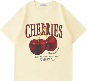 2025 unisexe cerises imprimer surdimensionné graphique t-shirts personnalisé noir coton t-shirts décontracté été à manches courtes haut Style formel - Product Image 4