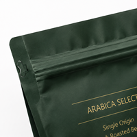 Sachet à café à fond plat imprimé sur mesure, de qualité alimentaire, recyclable, avec soufflet latéral et fermeture éclair pour l'emballage de grains de café et de thé