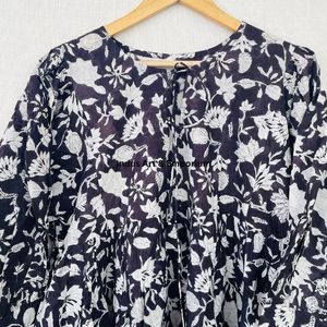 Hermoso Vestido Estampado Floral en Bloques de Algodón, Vestido para Uso Casual, Vestido Estampado a Mano - Product Image 4