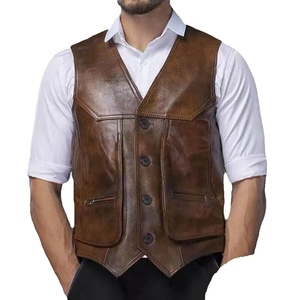 Genuine Leather Winter Motorcycle <b>Vest</b> for Men Breathable Solid Design Waterproof & Windproof Sleeveless Outerwear - Product Image 1