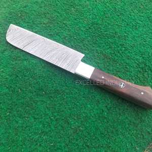 มีดทำครัวเหล็กดามัสกัสทำด้วยมือมีดทำครัวด้ามไม้มีดหั่นเนื้อสไตล์เซอร์เบีย - Product Image 5