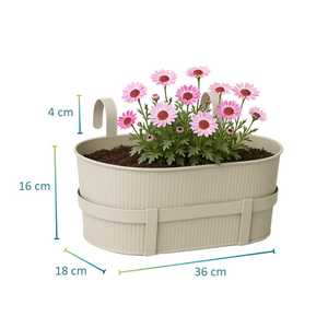 Metallo bianco 33x16x24 cm fioriera balcone vaso appeso per giardino all'aperto terrazza eleganti cesti appesi - Product Image 2