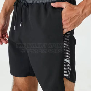 Shorts de sport mi-taille pour hommes en non-tissé Spandex/Polyester, anti-plis, avec cordon de serrage, pour entraînement musculaire et cardio, coupe classique - Product Image 6