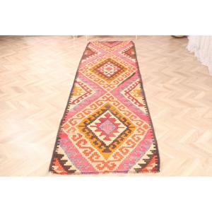 3x11 ft Turkish Rug, Vintage <b>Runner</b> Rug, <b>Red</b> Solid Wool Rug - Product Image 2