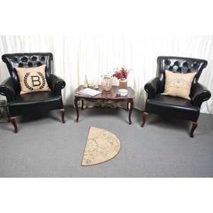 Tapis en laine bleu Beige classique 2.5x1.5 pieds Design Patchwork turc fait à la main pour salon chambre Rectangle couloir en peluche Latex - Product Image 3