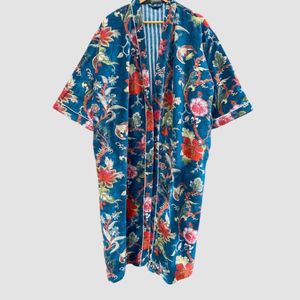 Kimono de Terciopelo de Algodón Estampado a Mano al por Mayor - Product Image 1