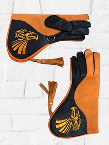 Los mejores guantes de cetrería en material de cuero duradero amarillo y negro para trampa para animales - Product Image 2