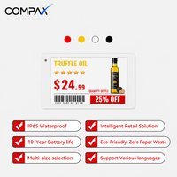 Étiquette de prix numérique électronique COMPAX 2,9'' 4 couleurs IP65 à faible consommation avec connexion sans fil pour boissons