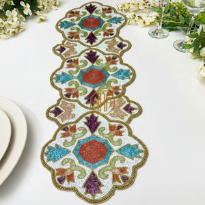 Beaded Table Runner <b>Placemat</b> Handmade Embroidered <b>Glass</b> Beads Restaurant Decor - Product Image 1
