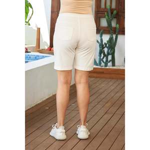 Pantalones Cortos RMG para Mujer, Talla Grande, Cintura Elástica, Color Azul Marino y Blanco, Mezcla de Algodón, Poliéster y Elastano, Ropa Casual de Verano - Product Image 4