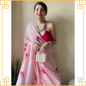 Saree en georgette classique imprimé de qualité supérieure avec motifs Paisley pour filles, vêtements de fête pour femmes, saree à vendre - Product Image 3