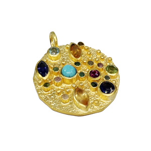 Luxe à la mode 925 en argent Sterling plaqué or mélange de pierres précieuses charme abordable femmes porter chaîne pendentif - Product Image 1