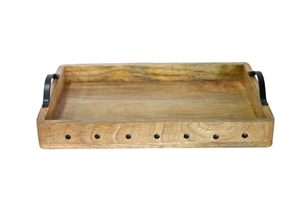 Fabricante confiable Bandeja DE SERVICIO DE MADERA fuerte con diseño de base de metal Ideal para restaurantes, hogares y áreas de servicio para eventos - Product Image 3