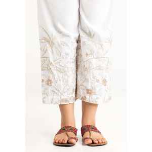 Pantalon Off-White en soie brute brodée TR-22-134, coupe large, taille haute, en crêpe, design respirant - Product Image 2