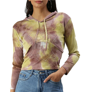 100% Cotton Crop Top Gym Hoodies For Women Casual Drop Shoulder Custom Printed Hoodies Customized - Product Image 1
