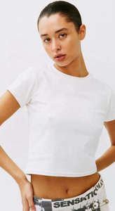 Haut court femmes été coton ample décontracté t-shirt mince femme col rond manches courtes t-shirts - Product Image 2