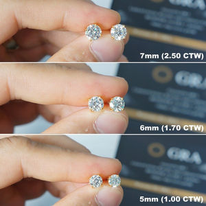 Pendientes de tuerca de diamante cultivado en laboratorio de corte redondo 2TCW, regalo de cumpleaños para ella, pendientes de plata de ley 925 - Product Image 2