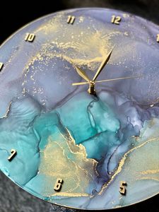 Durable Epoxy Resin Wall Clock-Handmade <b>Battery</b> <b>Operated</b> Modern Design Wedding Home Decor Customized Size Quality Furniture - Product Image 6