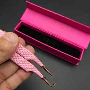 Pinzas para pestañas injertadas con caja, acero inoxidable sostenible, ángulo de 90 /45 grados, pinzas para extensión de pestañas recubiertas de Color personalizado - Product Image 1