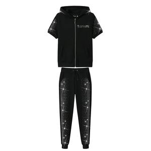 ชุดวอร์มผ้าฝ้าย100% สำหรับผู้ชายชุดวอร์มผ้าฟลีซมีฮู้ดและกางเกงขายาวชุดวิ่งออกกำลังกาย - Product Image 4