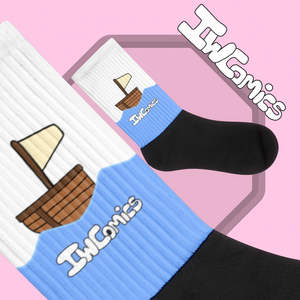IW Comics Daily <b>Socks</b> Breathable Comfortable PiRate Ship Ocean Cartoon Character Digital Printing Made Spandex <b>Polyester</b> Cheap - Product Image 1