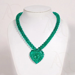 Cuentas de collar de Esmeralda cultivadas en laboratorio, hilo de piedras preciosas de corte Nano verde pulido liso facetado para fabricación de joyas personalizable - Product Image 1