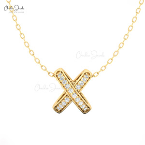Nuevo y Popular Colgante Cruzado de Diamante Blanco de 1 mm y 0.07 Quilates, Oro Sólido de 14K, Sin Níquel ni Plomo, Tamaño Personalizable - Product Image 4