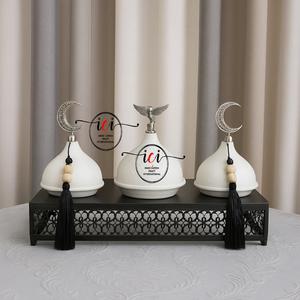 Minarete decorativo Diseño único Linterna de piso Ramadan Eid Hajj Festival Vajilla decorativa para fiestas Decoración de mesa elegante - Product Image 3