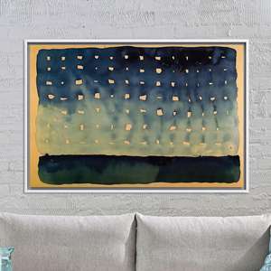 Arte de Pared en Lienzo con Diseño Moderno y Abstracto de Cielo Nocturno con Ventanas Iluminadas, Lienzo con Marco Blanco - Product Image 1