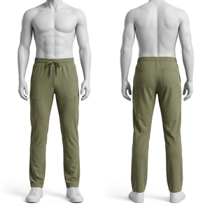 Pantalones Médicos Unisex, 180 GSM, Tela Elástica de Algodón y Poliéster, Azul Marino, Cintura con Cordón, Bordado Personalizado, Tela Tejida, Hospital - Product Image 1