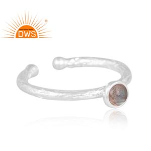 แหวนอัญมณีลาบราดอไรต์ธรรมชาติปรับได้แหวนเงินบริสุทธิ์ปรับได้ตามต้องการ - Product Image 3