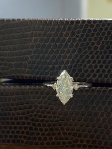 แหวนหมั้นเพชรสำหรับงานแต่งงานในห้องปฏิบัติการ14K สีขาวทองคลาสสิกรูปทรงมาร์คีสโตนสามชิ้นเครื่องประดับแหวนสัญญาสำหรับผู้หญิง - Product Image 3