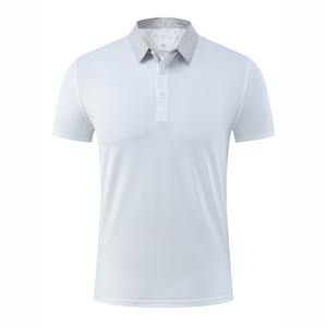 Nueva camiseta de Polo de Golf en blanco de Color sólido con estampado de logotipo de marca personalizado para negocios de hombres Servicio OEM liso transpirable de secado rápido - Product Image 5