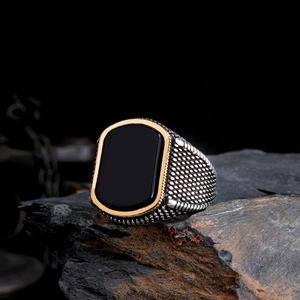 Turkish Vintage Mens 925 Sterling Silver Onyx <b>Ring</b> for Wedding & Party Luxury Jewelry Wholesale From Turkey - Product Image 1