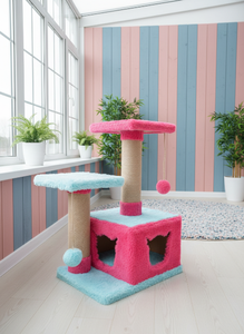 Arbre à chat et griffoir Amistar Zephyrka écologique de haute qualité à 3 niveaux, hauteur 75 cm, pour chats de toutes tailles - Product Image 4