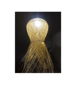 Neues Design Gewebte Rattan Pendel leuchte Natürlicher Bambus Lampen schirm Kronleuchter Decken leuchte Handgemachte Korb Rattan Lampe