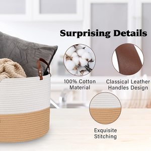 Eco-friendly Basket Cotton Rope, <b>Large</b> Blanket Basket Laundry Hamper for Throws, <b>Pillows</b>, Blanket OEM Made in Vietnam - Product Image 3