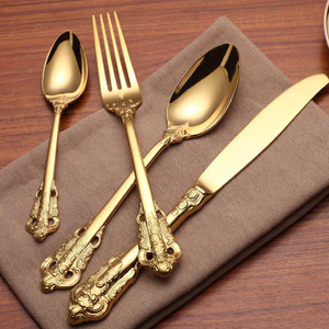 ช้อนทองประกายสองโทนพร้อมที่จับสีเทาระยิบระยับและเน้นใบไม้ที่หรูหรามีจำหน่ายในราคาขายส่ง - Product Image 6