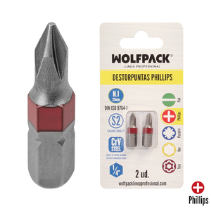 Destorpuntas Phillips N. 1 (2 Pezzi) Acciaio S2 al Cromo Vanadio - Product Image 1