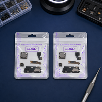 Sac d'emballage transparent en plastique à fermeture éclair avec logo personnalisé, à trois soudures, pour pièces de réparation électronique de téléphones portables