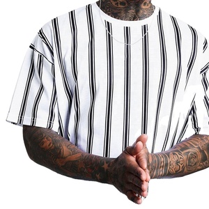 Camisetas Personalizadas al por Mayor para Hombre - Transpirables, de Secado Rápido, Ecológicas, de Manga Corta, Poliéster/Algodón, Diseño a Rayas, Precio Bajo 2026 - Product Image 1