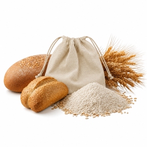 Sac de rangement pour pain en coton et lin 100% écologique avec cordon de serrage | Sac à pain réutilisable en coton et lin 100% avec cordon de serrage - Product Image 1